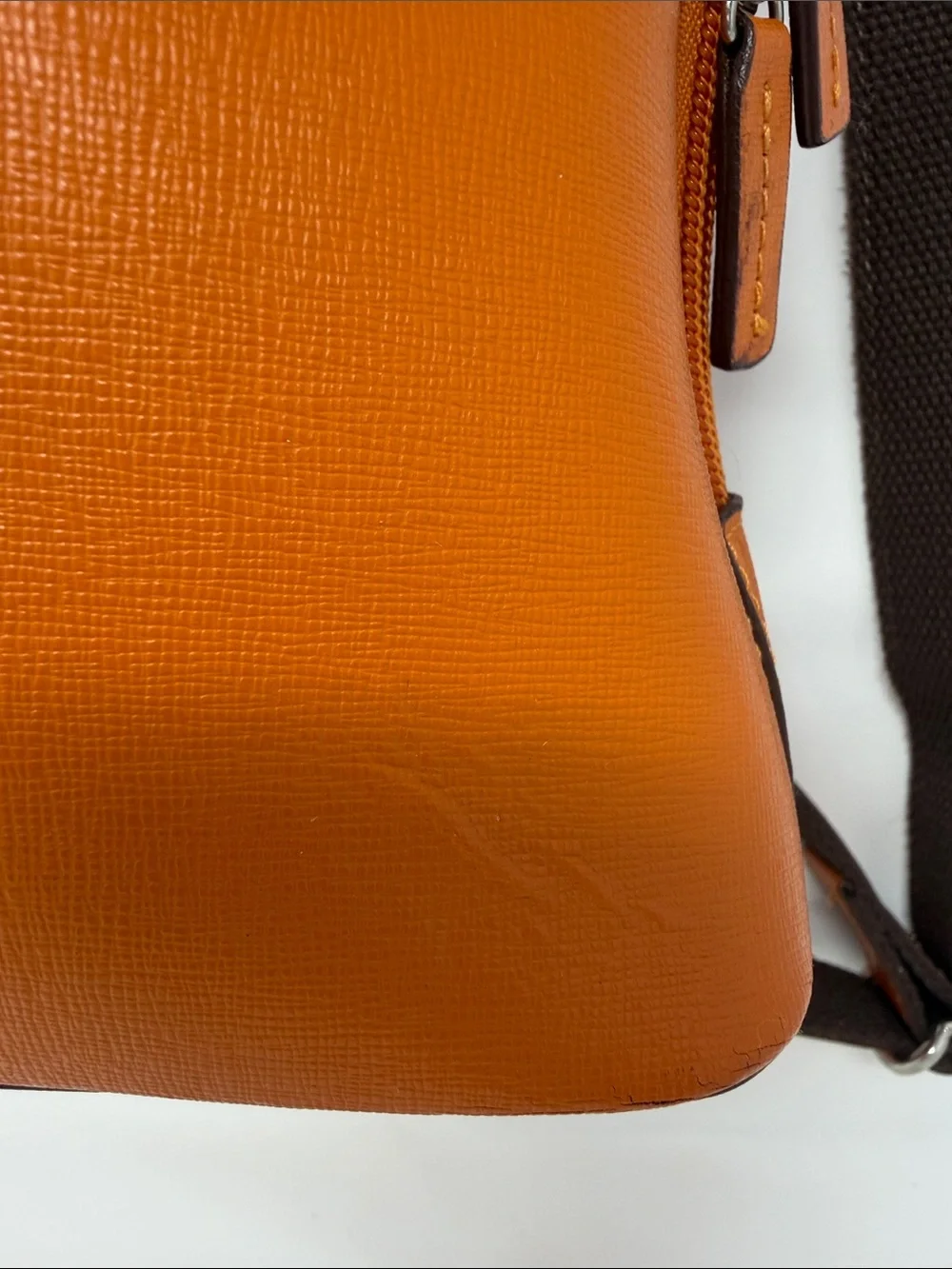 Jack Georges Bright Orange Leather Backpack with Front Zip Pocket